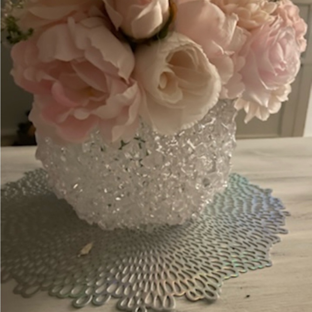 Elegant Pink Floral Crystal Vase